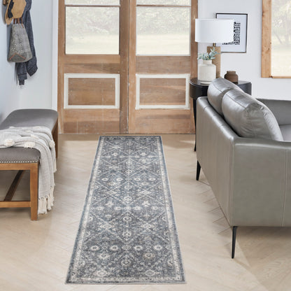 Nourison Astra Dark Blue Pet Friendly Machine Washable Rug - Room Scene