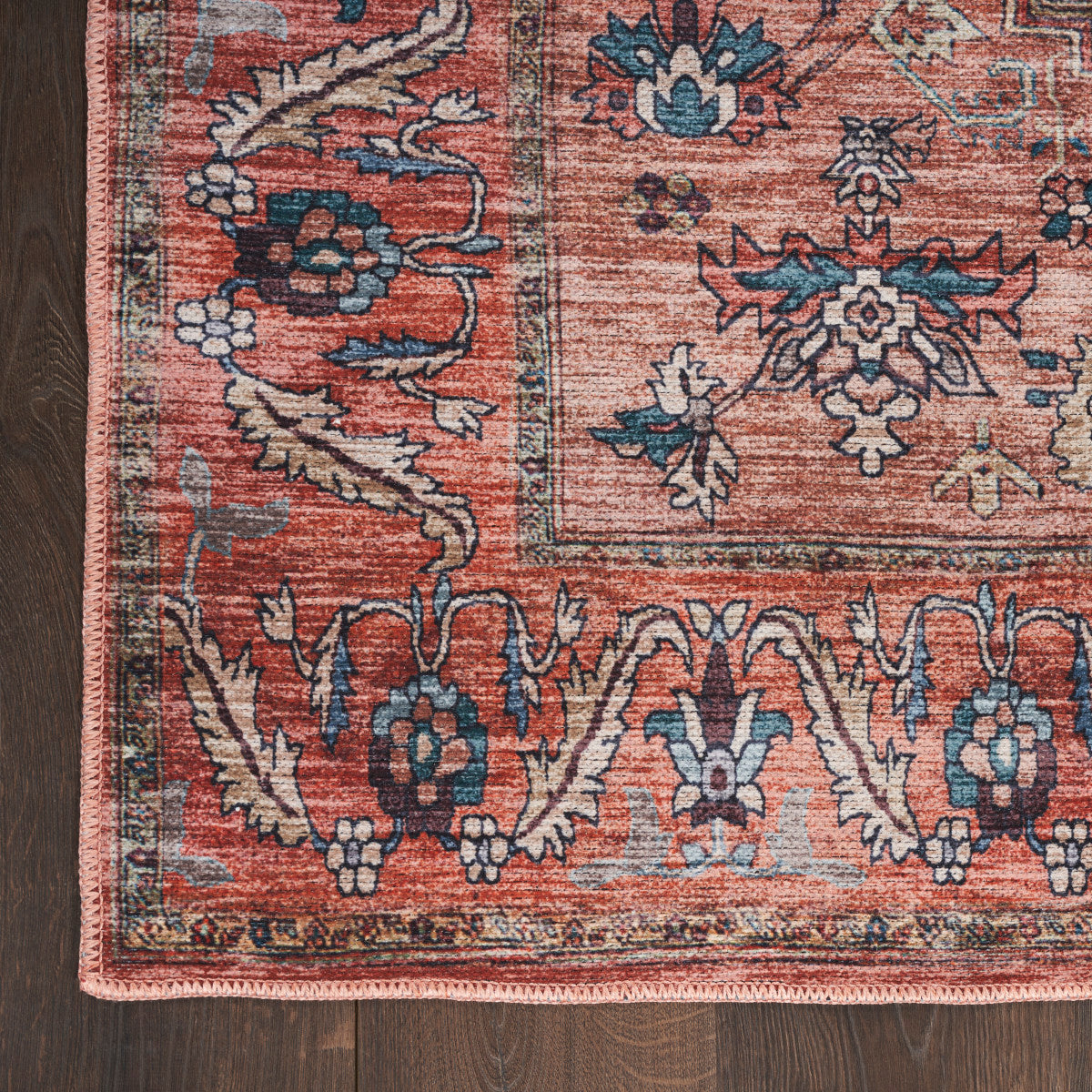 Nourison Grand Rust & Multicolor Pet Friendly Machine Washable Rug - Corner
