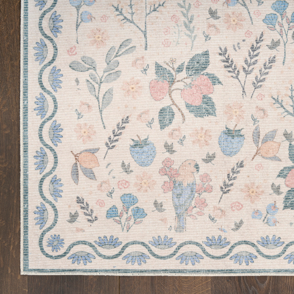 Nourison Botanical Ivory & Multicolor Machine Washable Rug - Corner