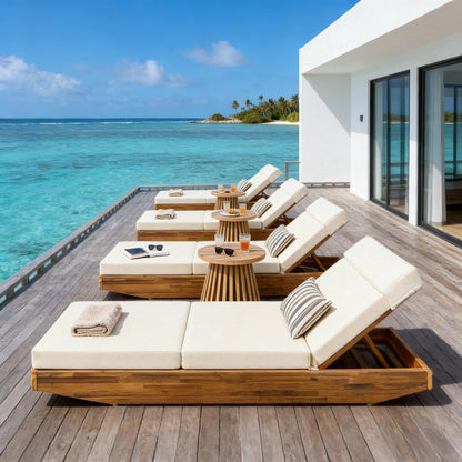 Acacia Wood Outdoor Chaise Lounge