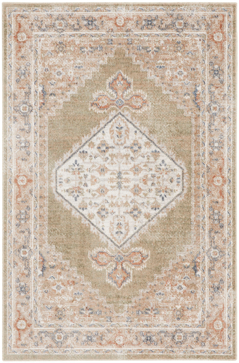 Nourison Astra Sage & Multicolor Pet Friendly Machine Washable Rug - 3'3" x 5'
