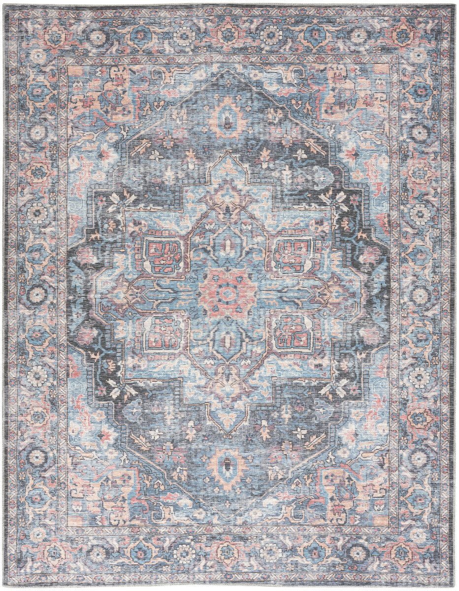 Nourison New Concept Light Blue & Multicolr Machine Washable Rug - 9'2" x 12'
