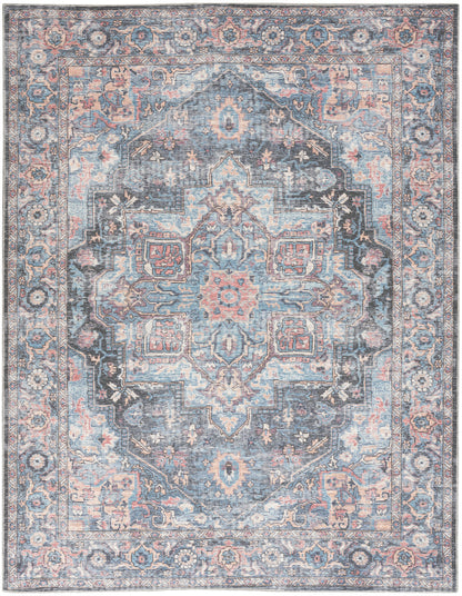 Nourison New Concept Light Blue & Multicolr Machine Washable Rug - 9'2" x 12'