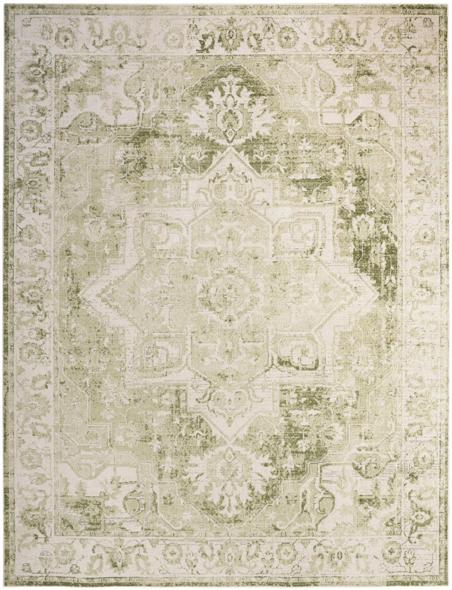 Nourison Astra Ivory & Green Pet Friendly Machine Washable Rug - 6'7" x 9'