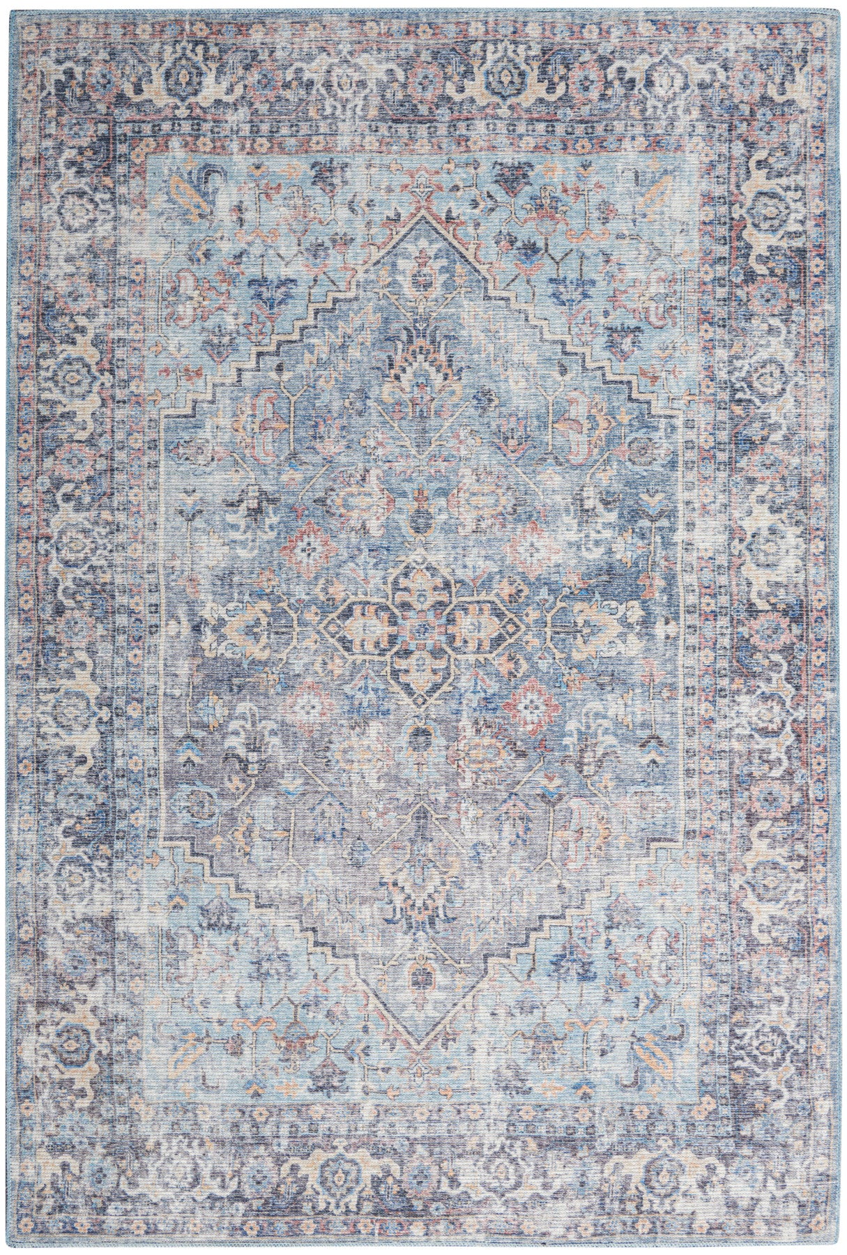 Nourison New Concept Light Grey & Blue Machine Washable Rug - Main