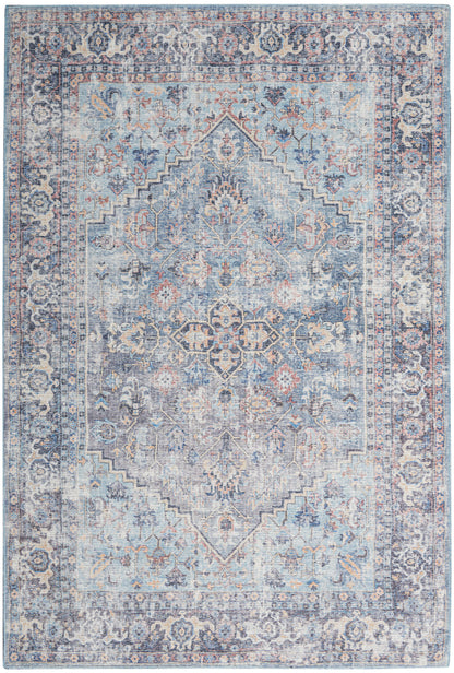 Nourison New Concept Light Grey & Blue Machine Washable Rug - Main
