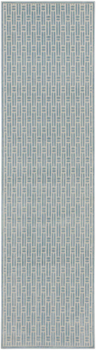 Nourison Charm Blue & Ivory Pet Friendly Machine Washable Rug - 2'2" x 8'