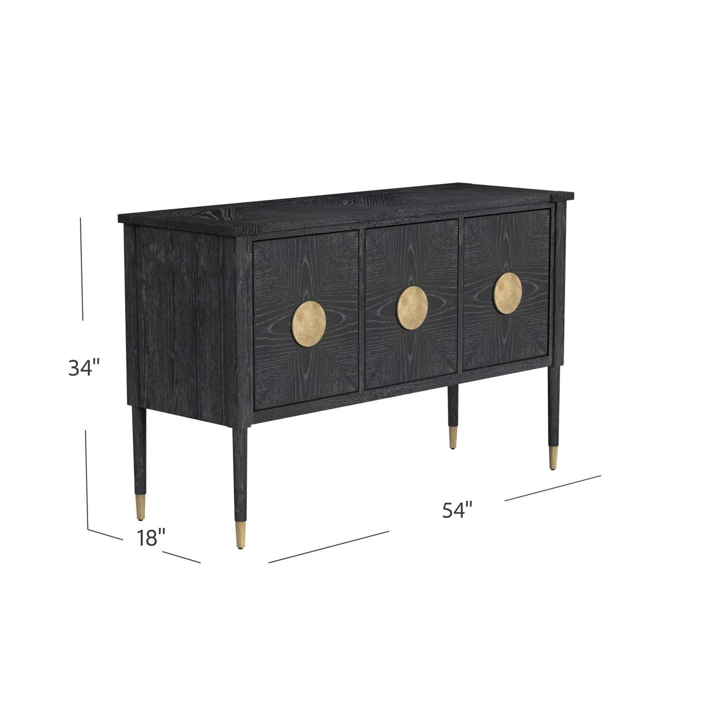 Jensen 34" Console Table in Rubberwood and Cerused Oak Design - Dimensional