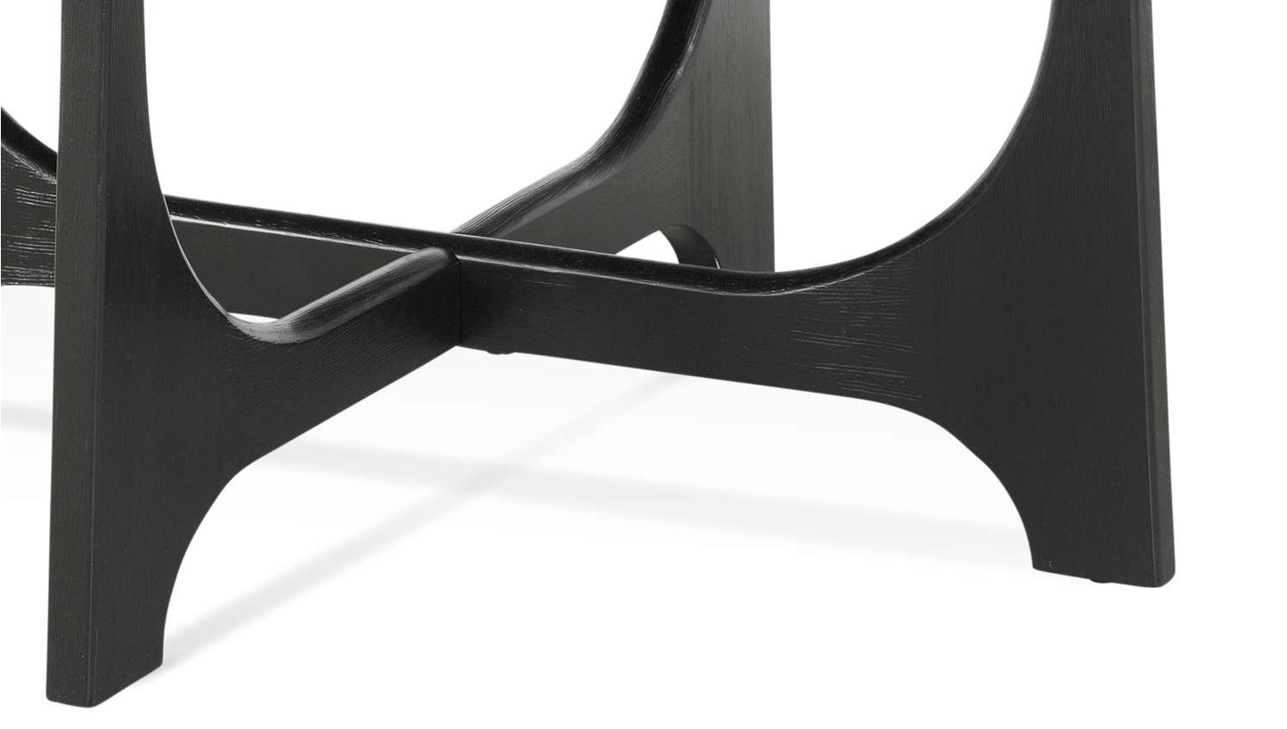 Dunnigan 18" Round Coffee Table with Flat Cut Oak Wood in Matte Black Finish - Additional