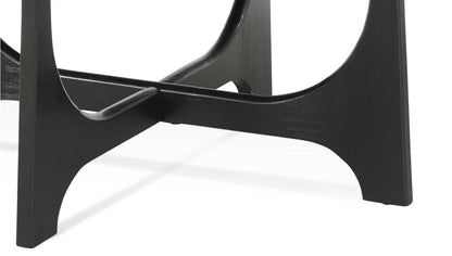Dunnigan 18" Round Coffee Table with Flat Cut Oak Wood in Matte Black Finish - Additional