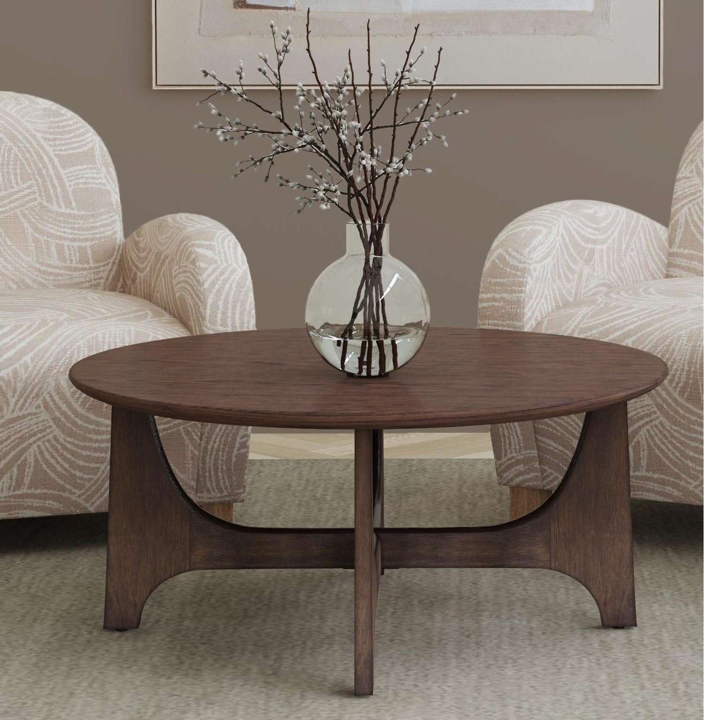 Dunnigan Brown Oak Coffee Table - Room Scene