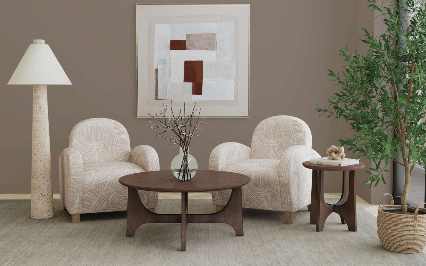 Dunnigan Brown Oak End Table - Room Scene