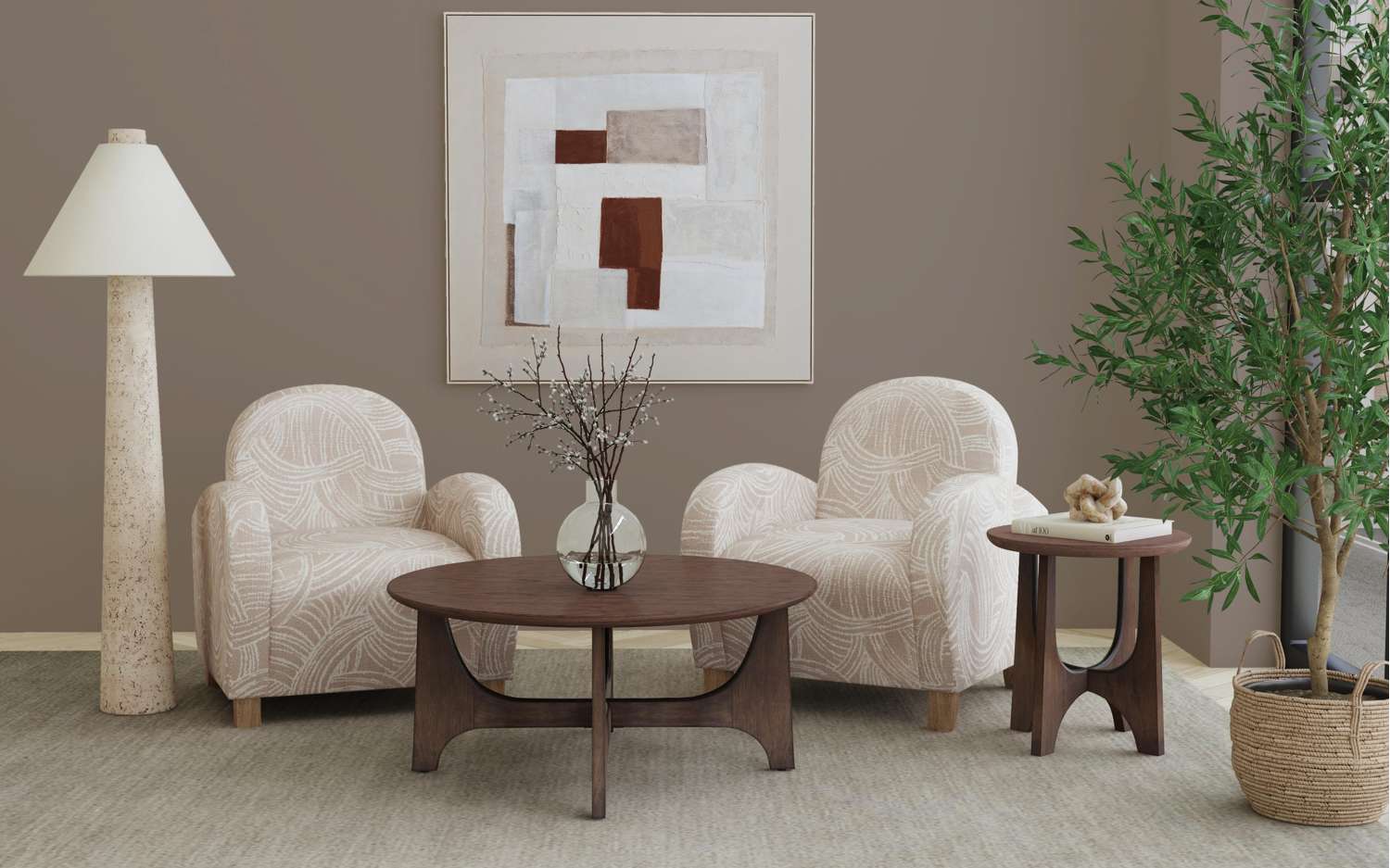 Dunnigan Brown Oak End Table - Room Scene