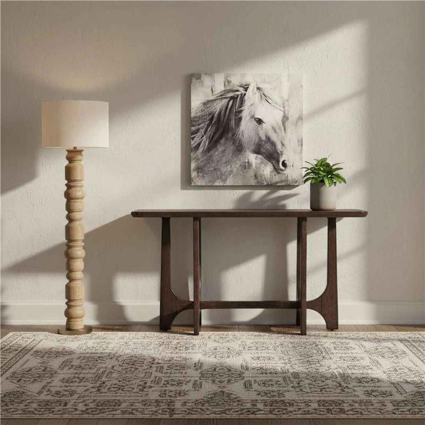 Dunnigan Brown Oak Console - Room Scene