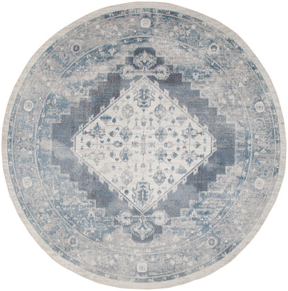 Nourison Astra Blue & Ivory Pet Friendly Machine Washable Rug - 7'10" Round