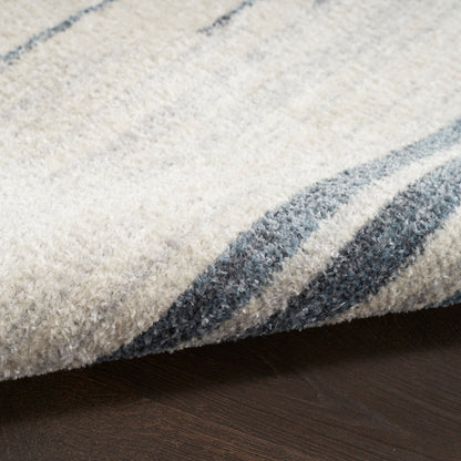 Nourison Astra Ivory & Blue Pet Friendly Machine Washable Rug - Texture