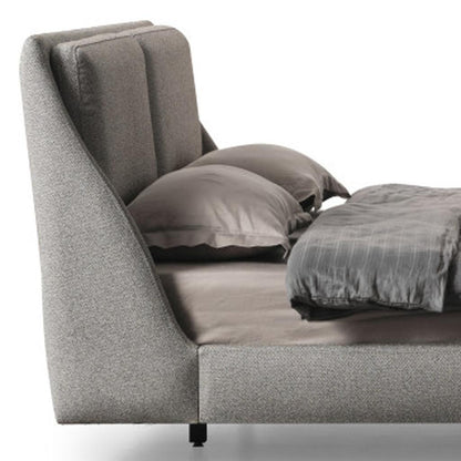 Gray Linen Upholstered King Bed