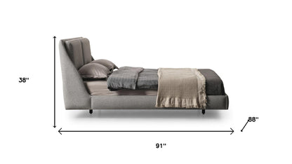 Gray Linen Upholstered King Bed
