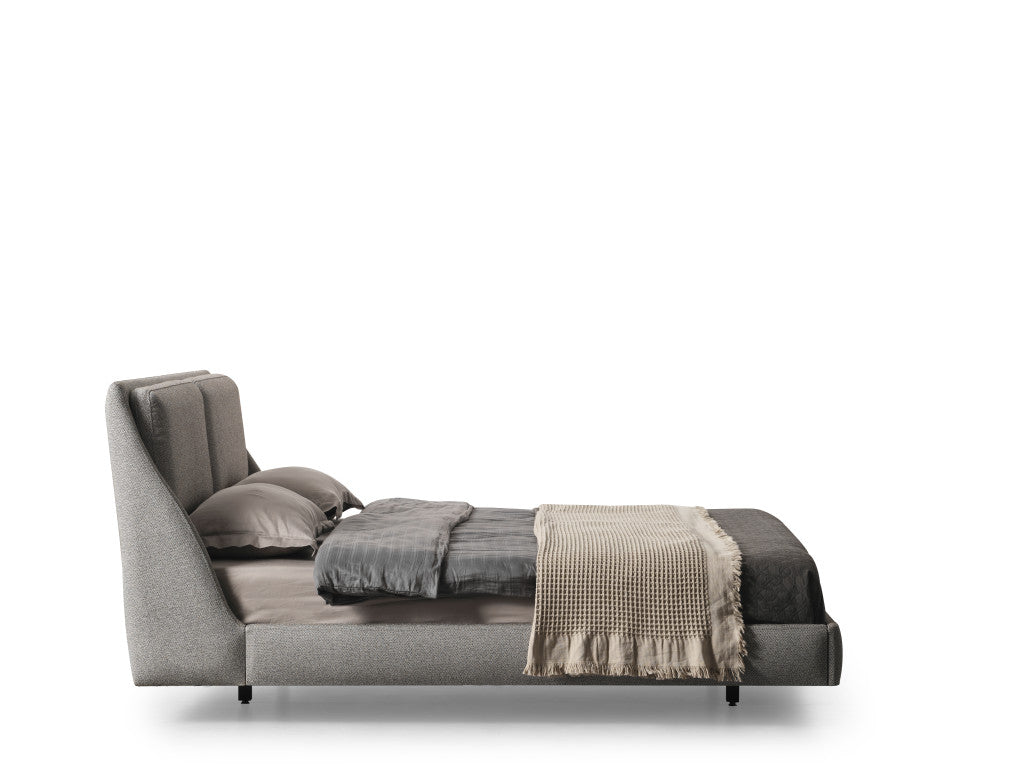 Gray Linen Upholstered Queen Bed