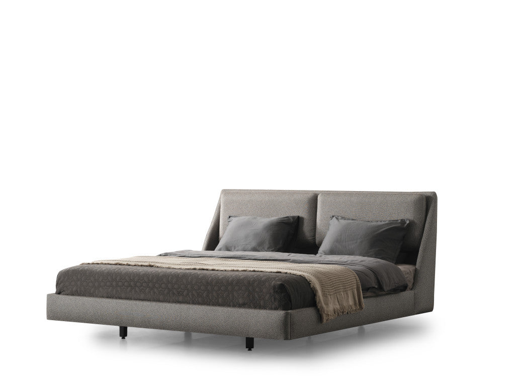 Gray Linen Upholstered Queen Bed