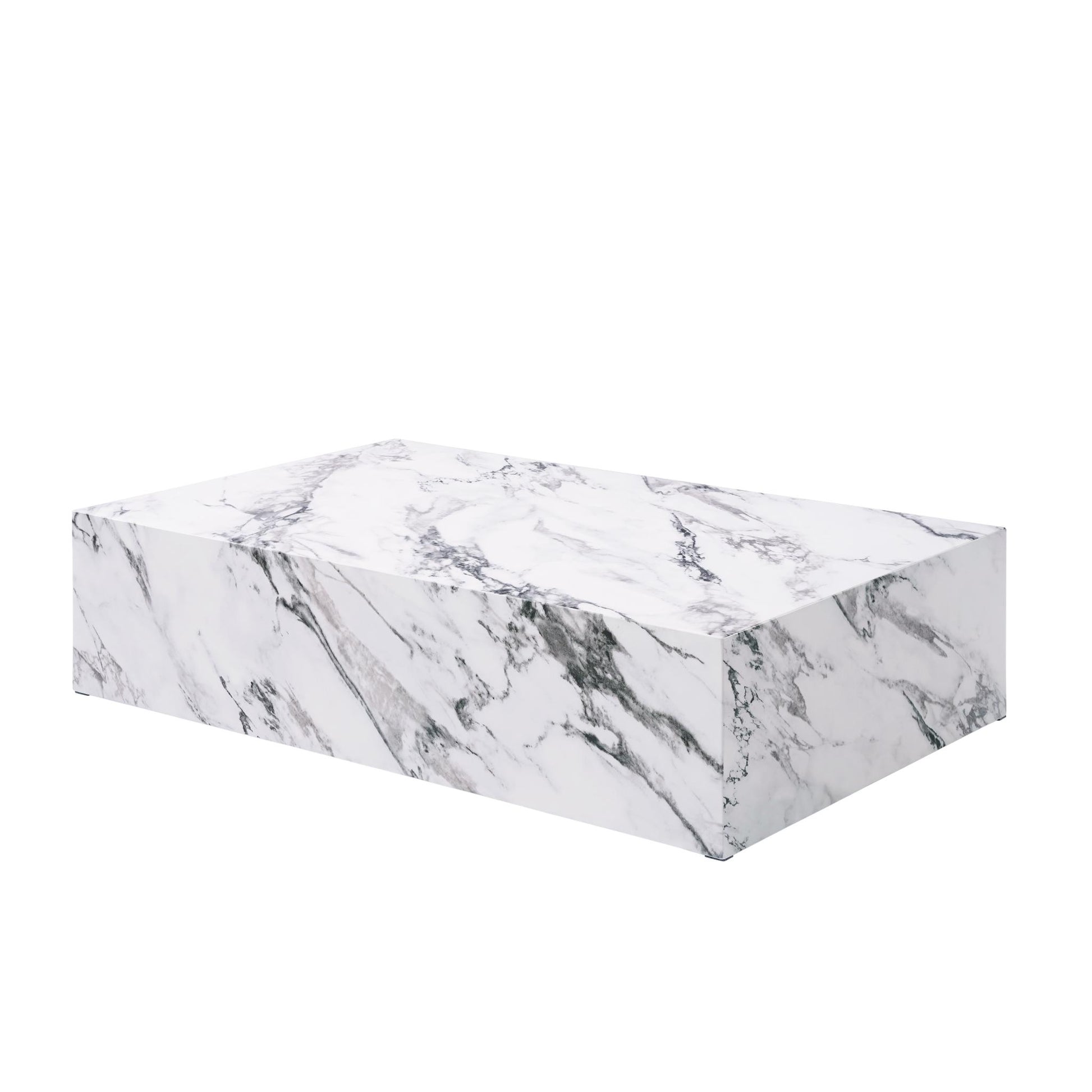 White Faux Marble Block Coffee Table image 3