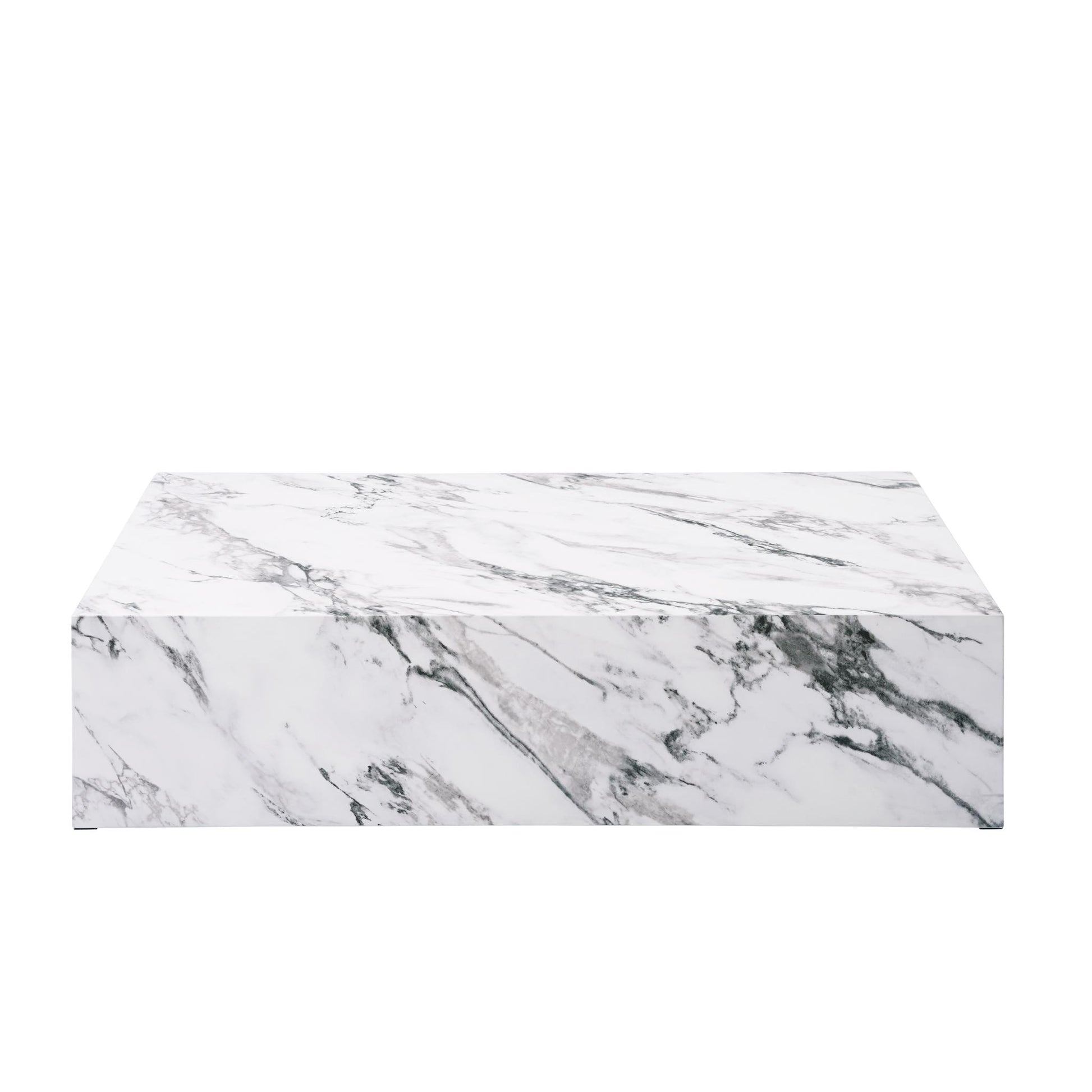 White Faux Marble Block Coffee Table image 2
