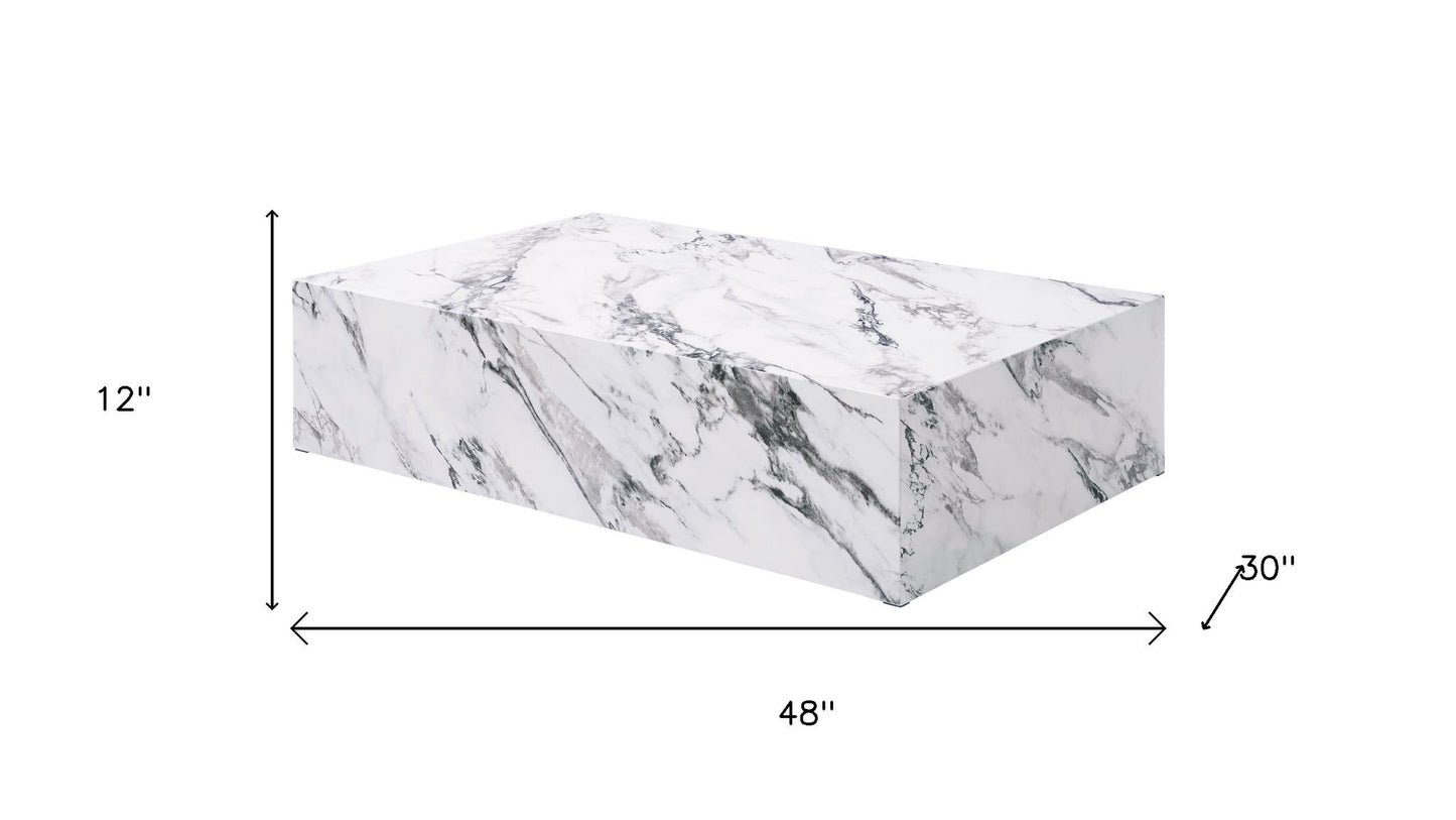 White Faux Marble Block Coffee Table image 5