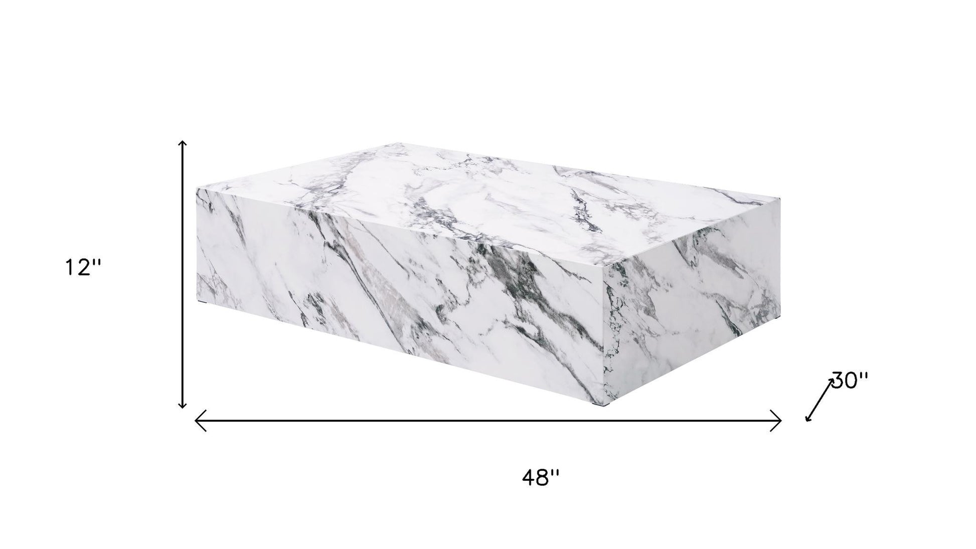White Faux Marble Block Coffee Table image 5