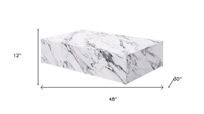 White Faux Marble Block Coffee Table image 5