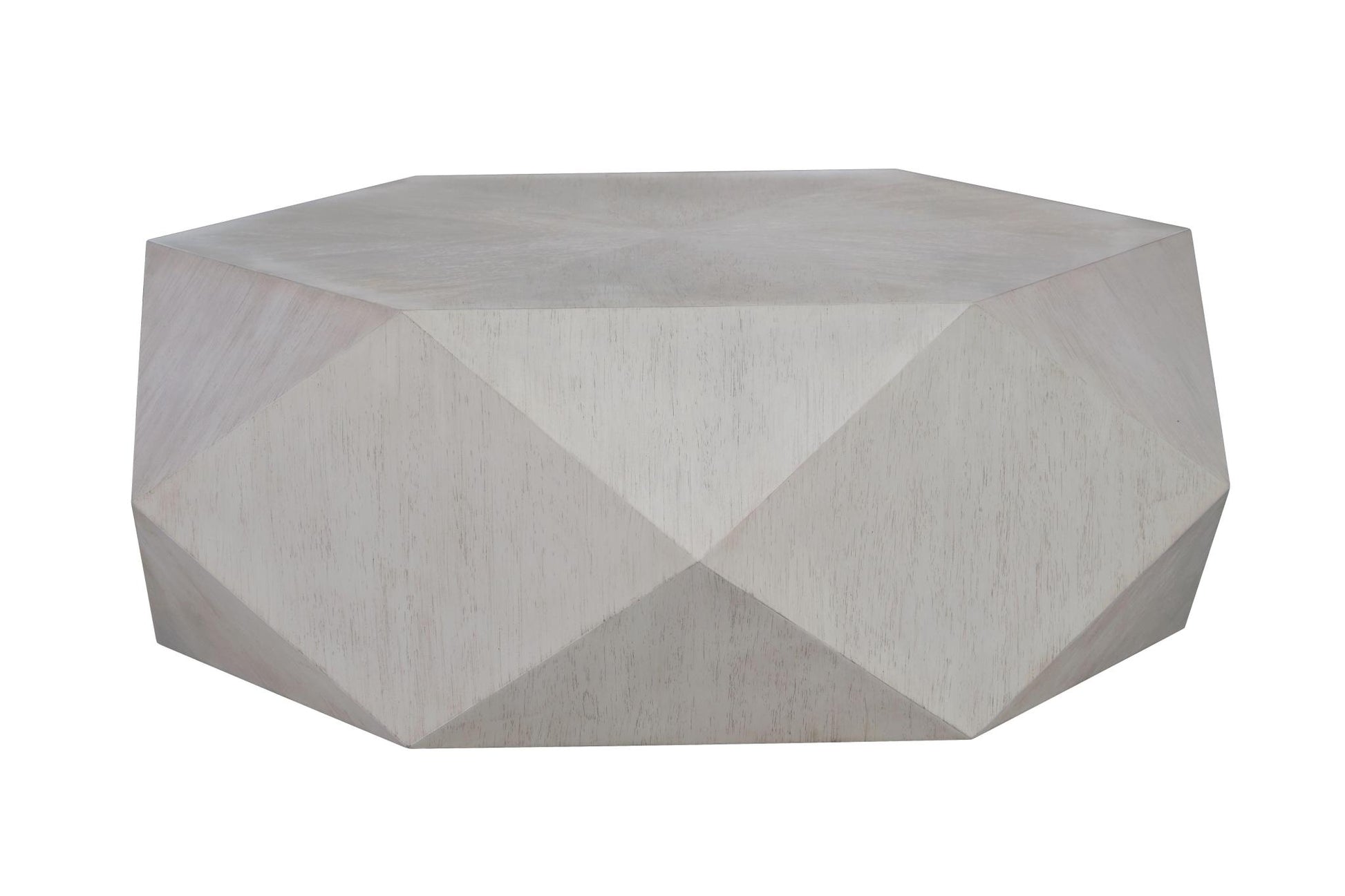 Gray Wood Hexagon Distressed Block Coffee Table image 2