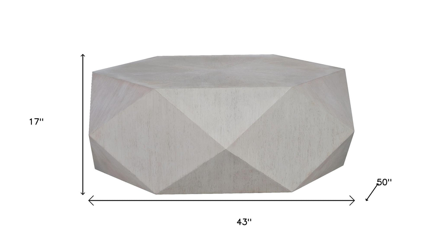 Gray Wood Hexagon Distressed Block Coffee Table image 5
