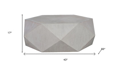 Gray Wood Hexagon Distressed Block Coffee Table image 5