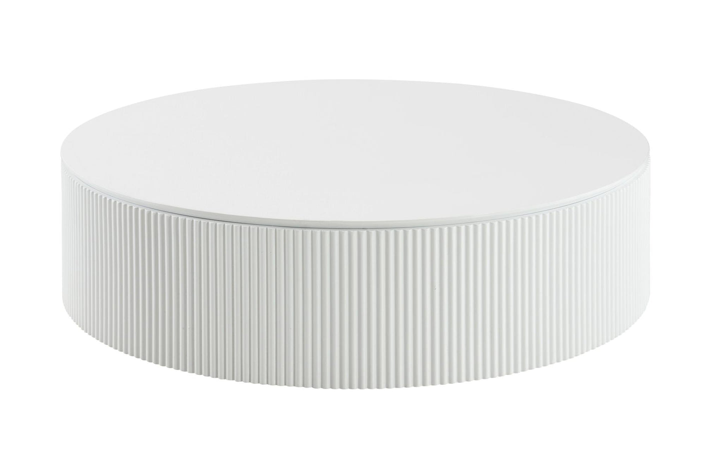 White Wood Round Drum Coffee Table image 2