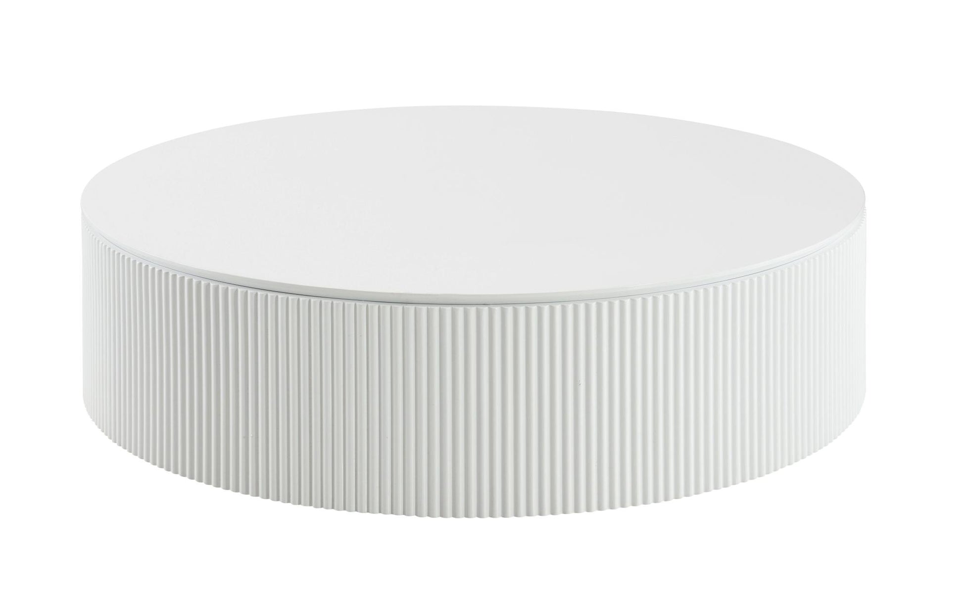 White Wood Round Drum Coffee Table image 2