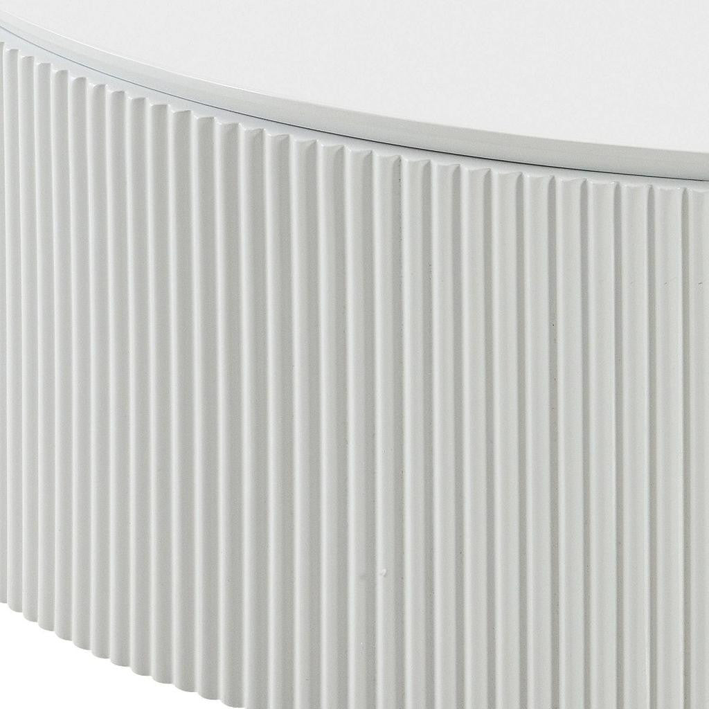 White Wood Round Drum Coffee Table image 4