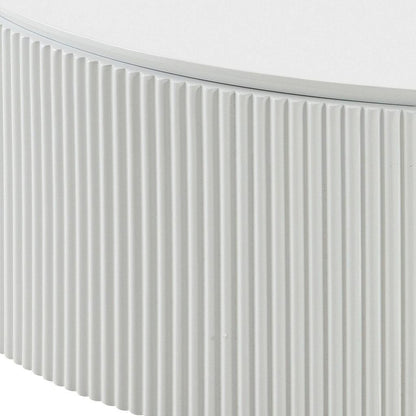 White Wood Round Drum Coffee Table image 4