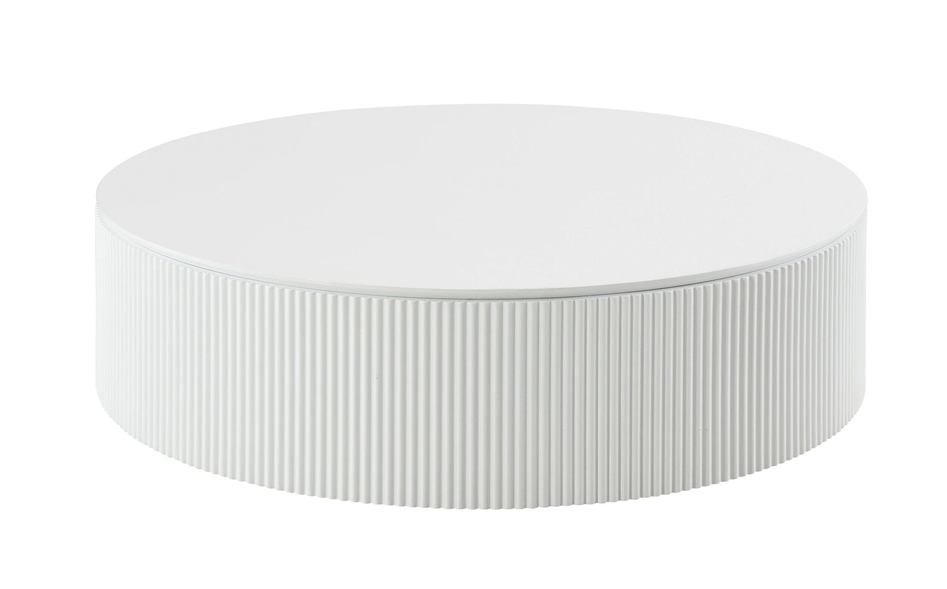 White Wood Round Drum Coffee Table image 3