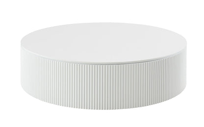 White Wood Round Drum Coffee Table image 3