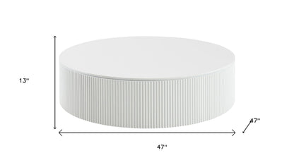 White Wood Round Drum Coffee Table image 5