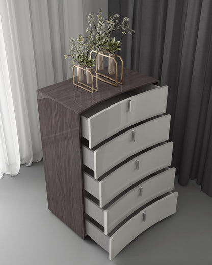 Chestnut And Light Gray Wood Five Drawer Dresser image 5