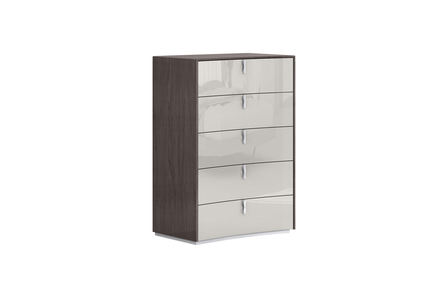 Chestnut And Light Gray Wood Five Drawer Dresser image 2