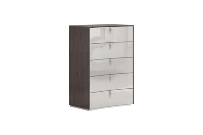Chestnut And Light Gray Wood Five Drawer Dresser image 2