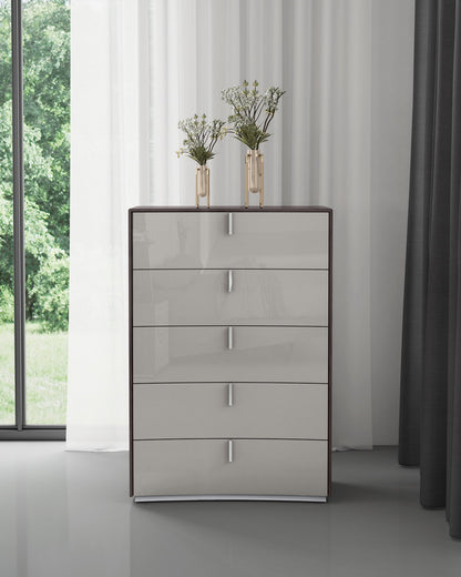 Chestnut And Light Gray Wood Five Drawer Dresser image 6