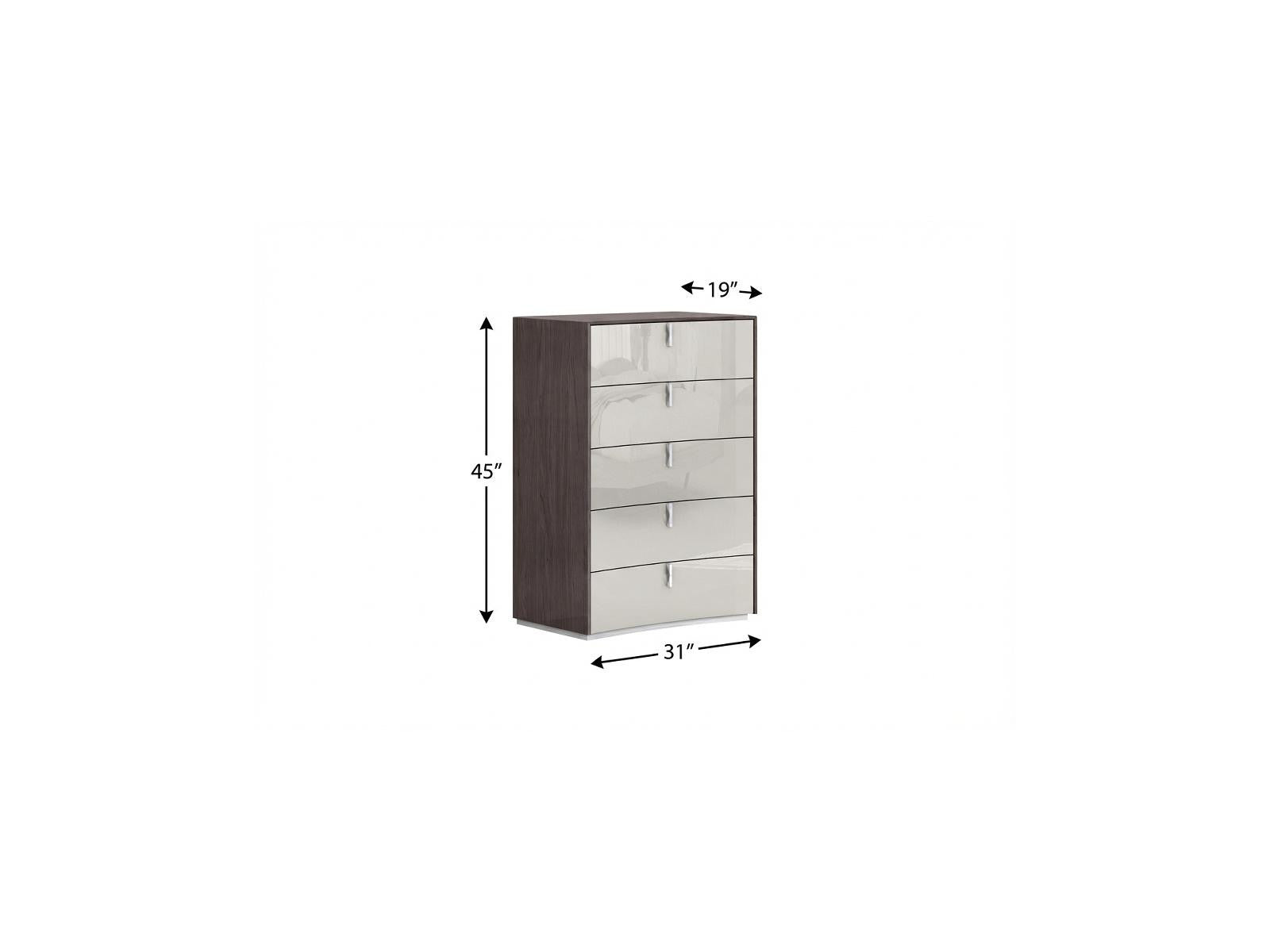 Chestnut And Light Gray Wood Five Drawer Dresser image 7