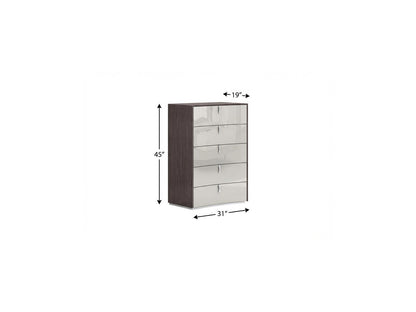 Chestnut And Light Gray Wood Five Drawer Dresser image 7