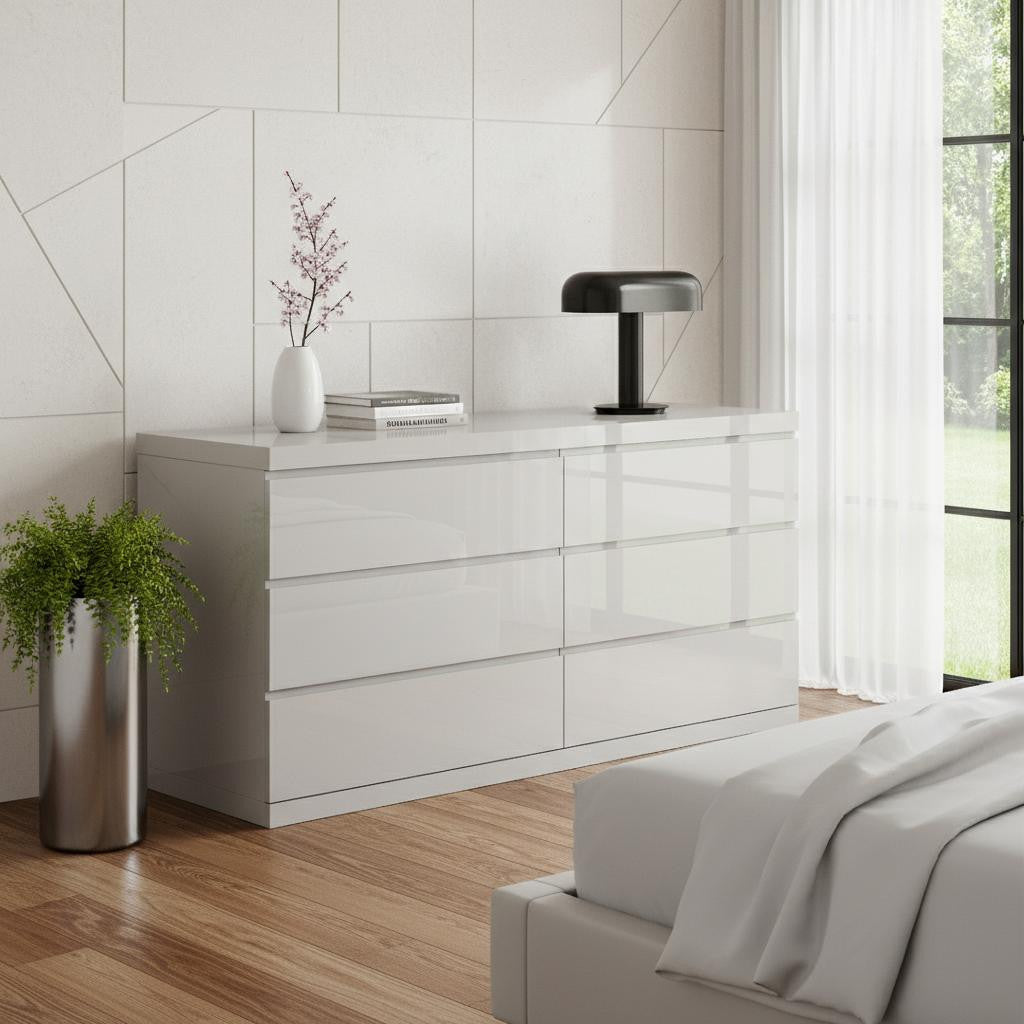 Gray Wood Six Drawer Double Dresser image 1