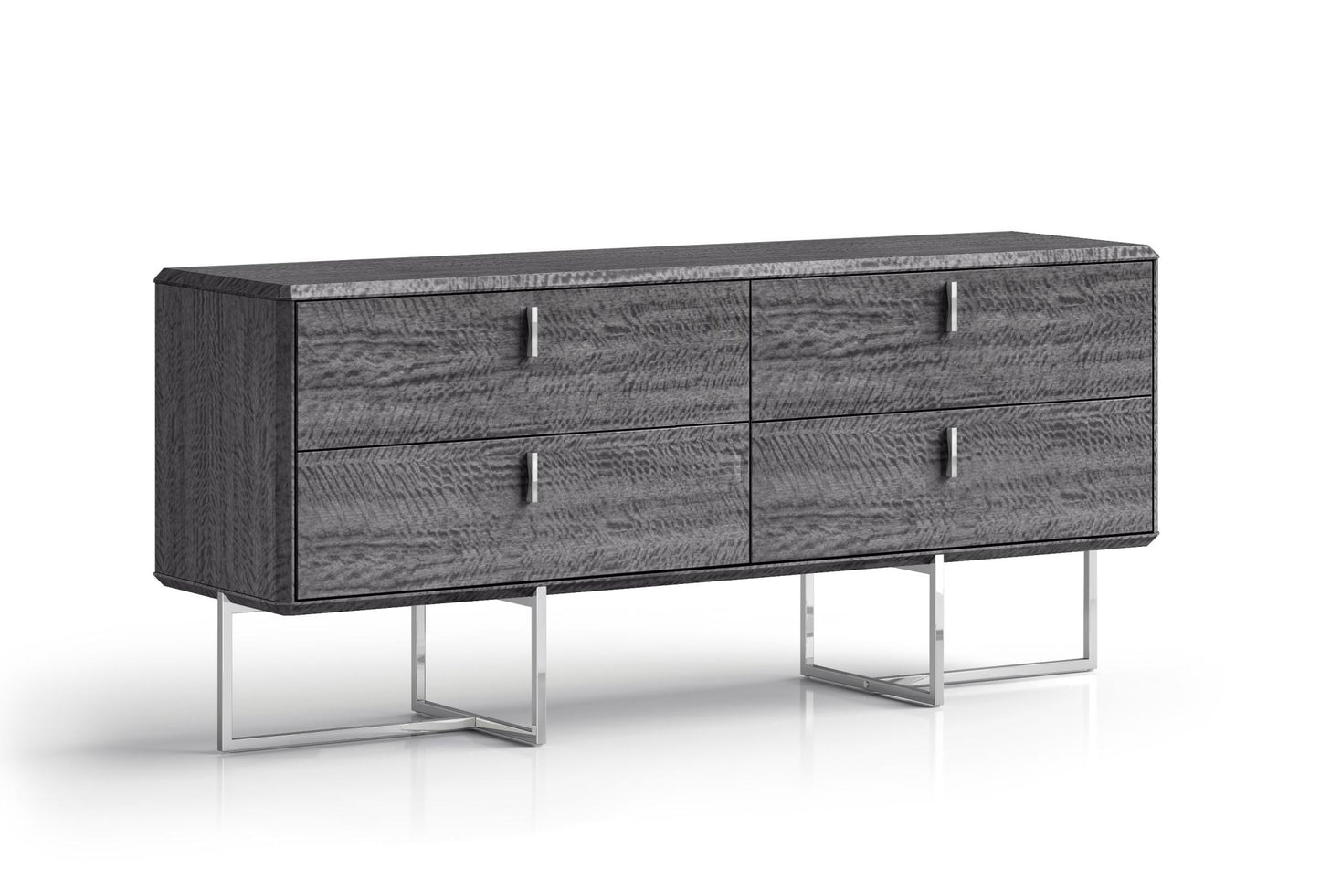 Gray Wood Four Drawer Double Dresser image 2