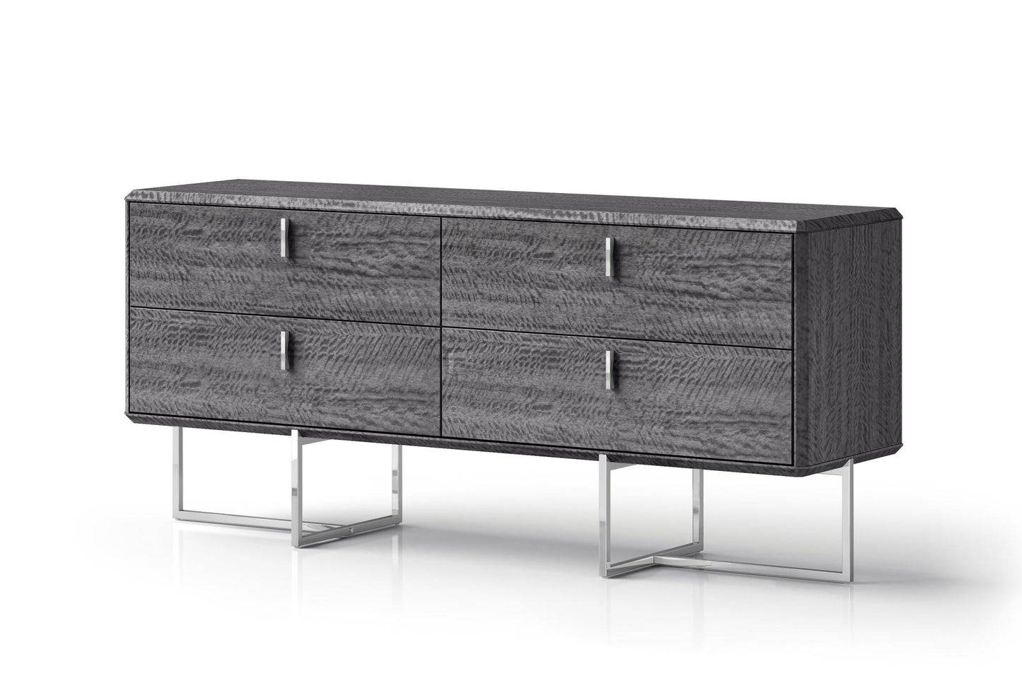 Gray Wood Four Drawer Double Dresser image 3