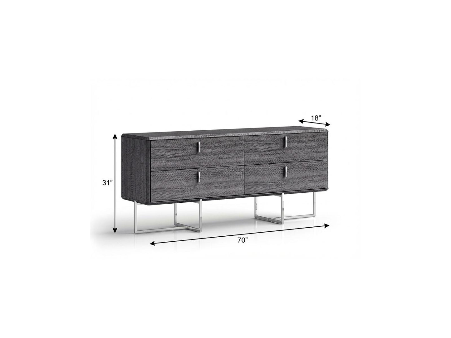 Gray Wood Four Drawer Double Dresser image 5