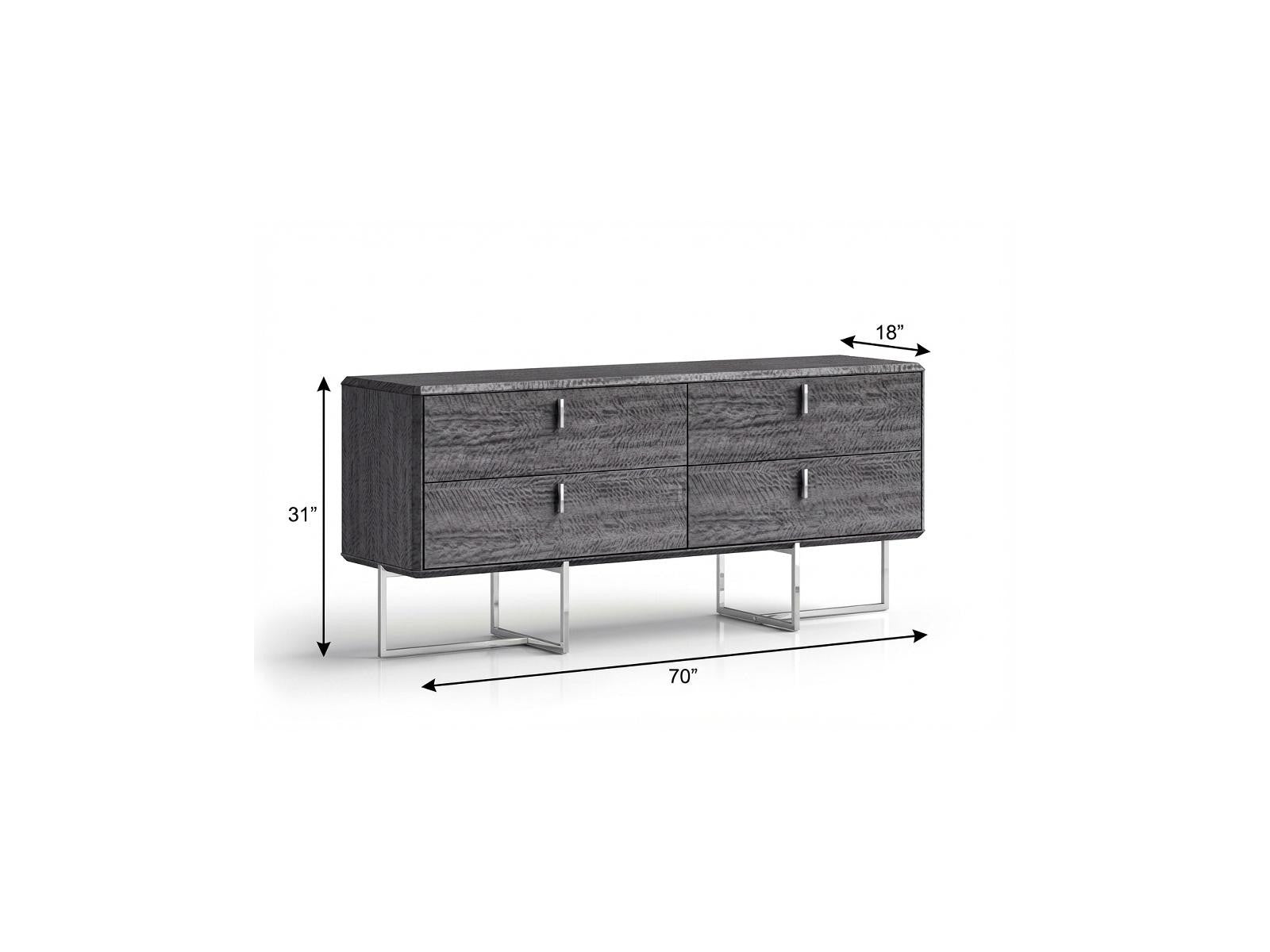 Gray Wood Four Drawer Double Dresser image 5